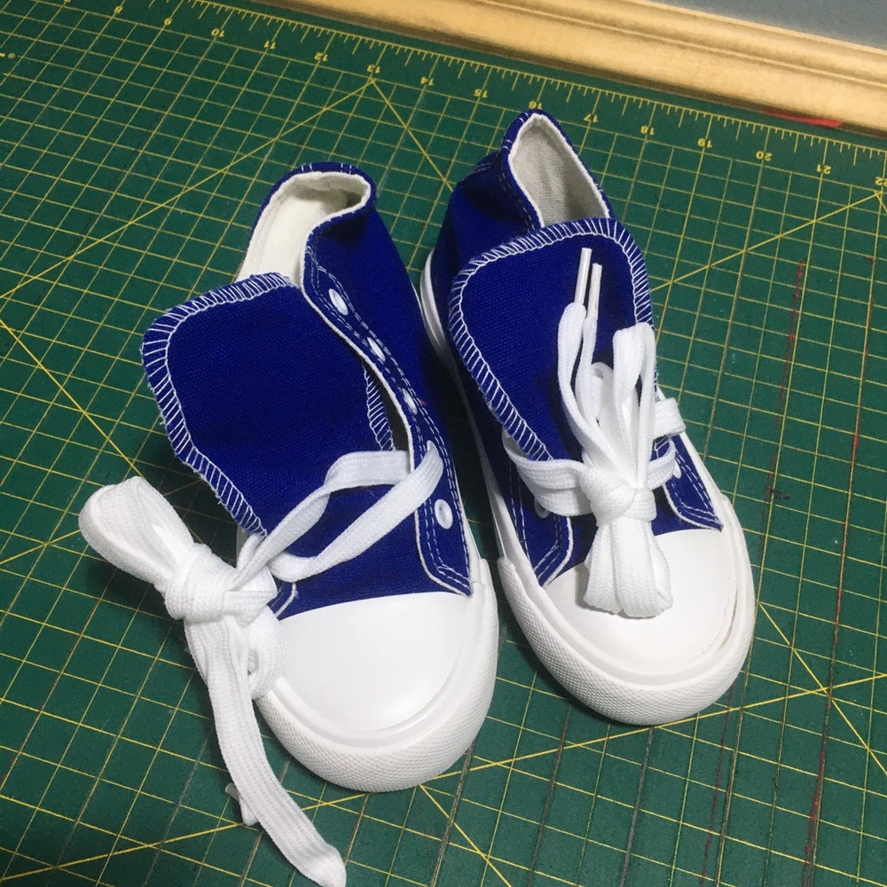 Kids Blue Canvas Lace-Up Sneakers